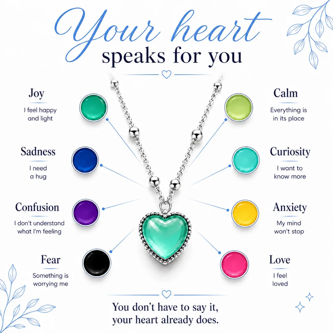 Heat reactive color changing heart pendant